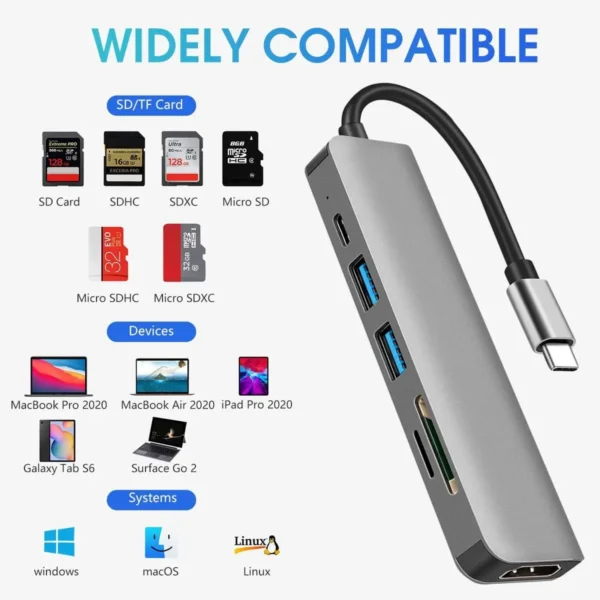 Adaptador USB-C 6 en 1