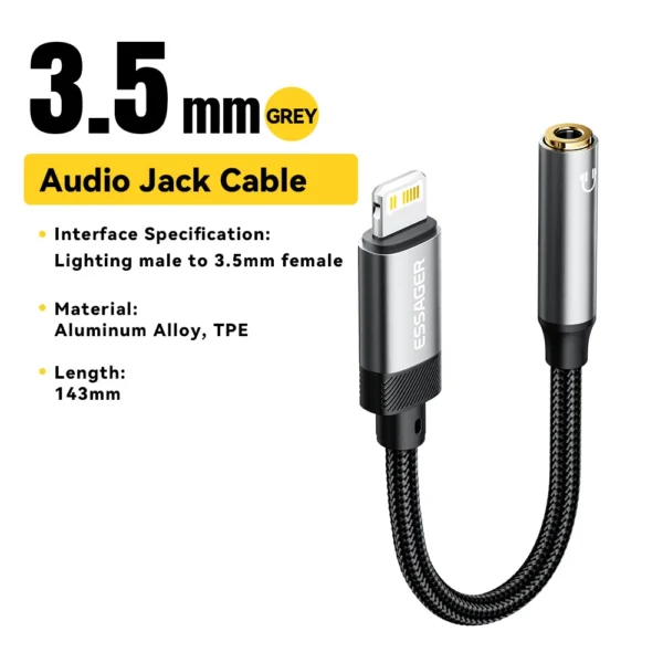 Essager Cable Tipo C a Jack 3.5mm – Adaptador de Audio